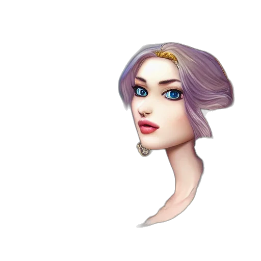 face, crown, jewelry, hair, fantasy art, pixel art, concept art, 3d render transparent PNG cut-out