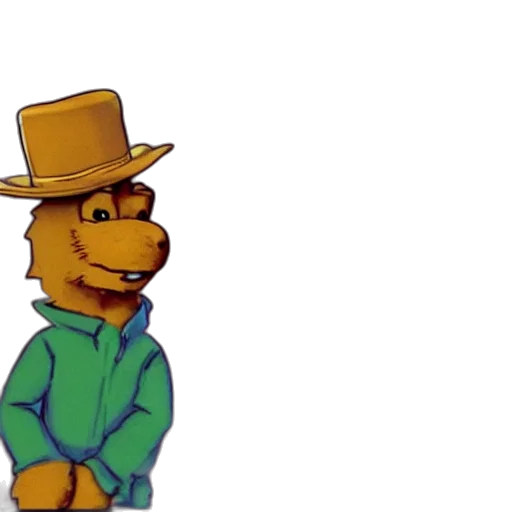 hat, jacket, animal, staff, cartoon, 3d render, concept art, pixel art transparent PNG cut-out