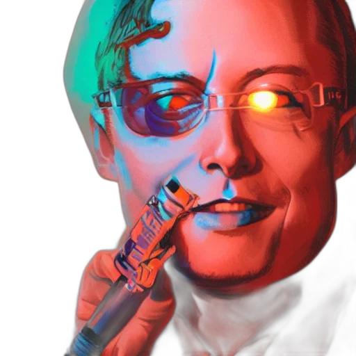 staff, robot, vaporwave, cyberpunk transparent PNG cut-out