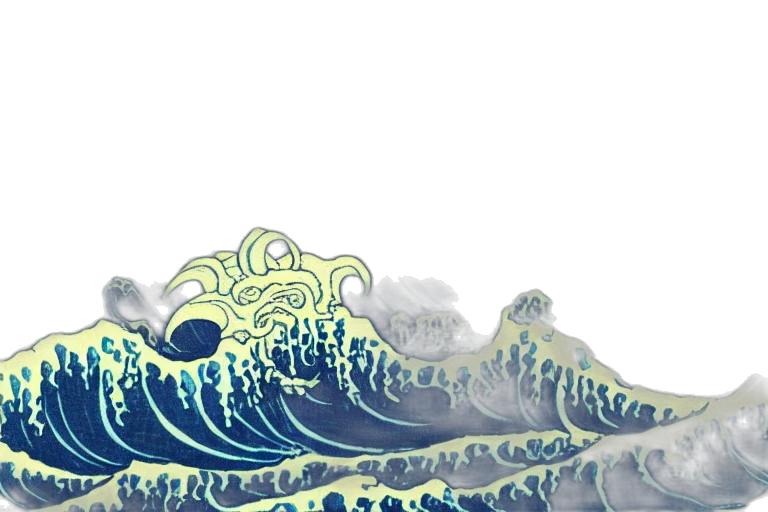 dragon, crown, hair, concept art, pixel art, vaporwave, fantasy art, underwater transparent PNG cut-out