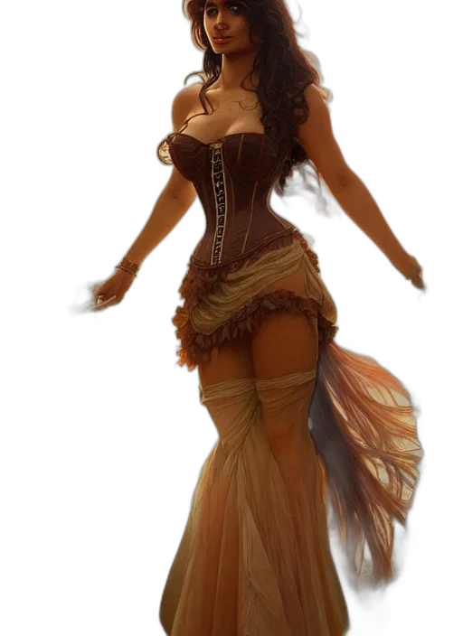 dress, staff, fantasy art, concept art, 3d render, photorealistic, cute, brown transparent PNG cut-out
