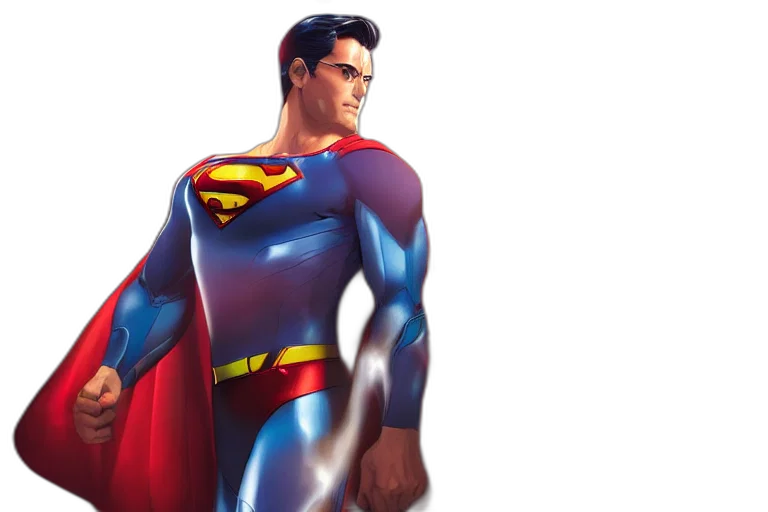 comic book art, concept art, 3d render, photorealistic, superman, ironman, suit, single transparent PNG cut-out