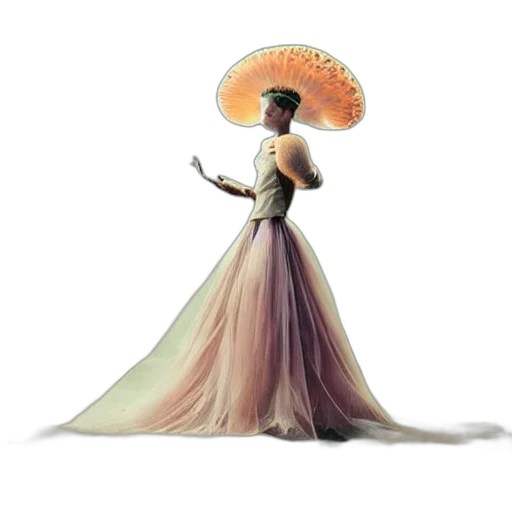 dress, umbrella, hat, crown, concept art, fantasy art, photorealistic, watercolor transparent PNG cut-out