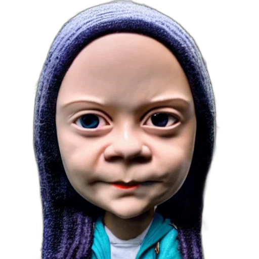 face, robot, 3d render, photorealistic, concept art, greta, thunberg, bobble transparent PNG cut-out