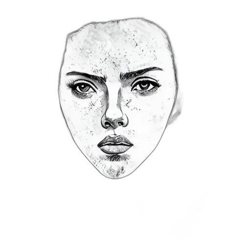 face, mask, jewelry, hat, photorealistic, pencil sketch, cartoon, concept art transparent PNG cut-out