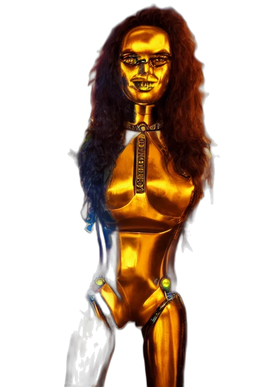 robot, jewelry, mask, concept art, fantasy art, 3d render, comic book art, golden transparent PNG cut-out
