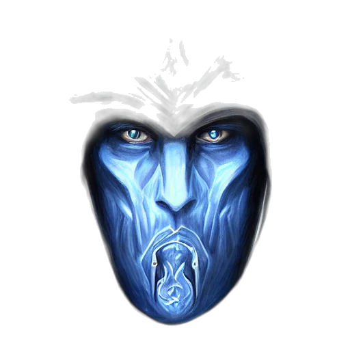 mask, face, fantasy art, concept art, photorealistic, comic book art, blue, portrait transparent PNG cut-out