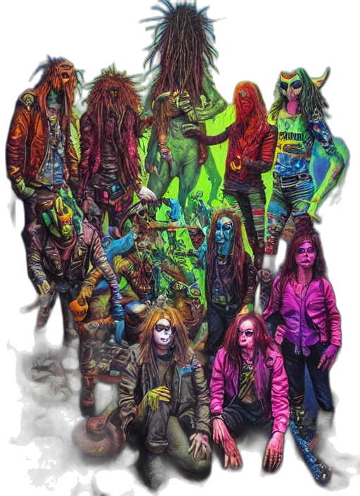 jacket, mask, staff, creature transparent PNG cut-out
