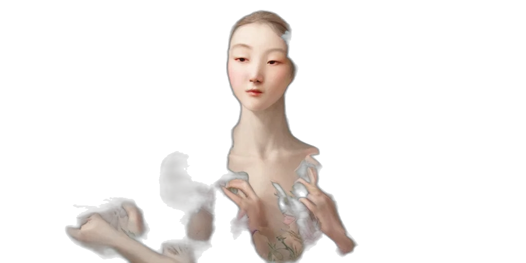face, mask, dress, creature, photorealistic, concept art, 3d render, oil painting transparent PNG cut-out