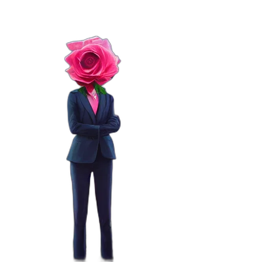 staff, flower, jacket, robot, concept art, 3d render, pixel art, vaporwave transparent PNG cut-out