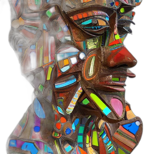 face, mask, robot, crown, photorealistic, concept art, 3d render, fantasy art transparent PNG cut-out