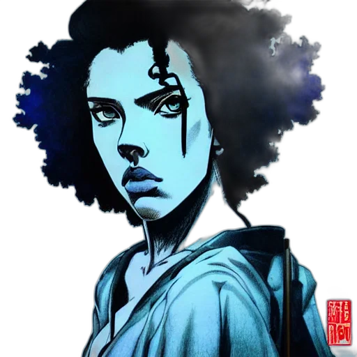 face, comic book art, concept art, anime, fantasy art, blue, dark, scarlett transparent PNG cut-out