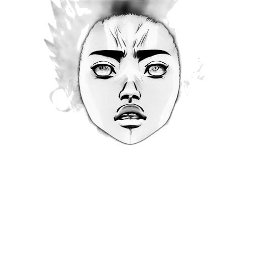 face, mask, hair, creature, cartoon, photorealistic, concept art, pencil sketch transparent PNG cut-out