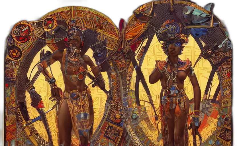 jewelry, concept art, fantasy art, golden, retro, futuristic, african, tribal transparent PNG cut-out