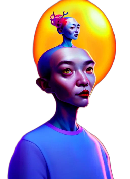 face, robot, mask, creature, concept art, fantasy art, cyberpunk, 3d render transparent PNG cut-out