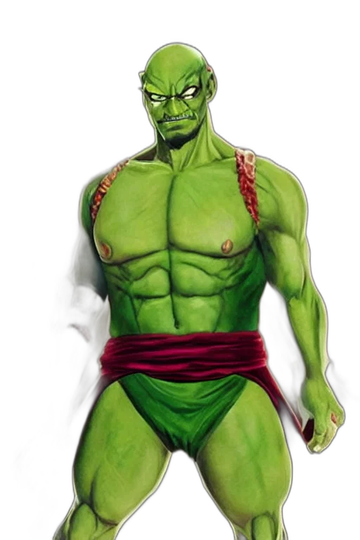 creature, mask, staff, comic book art, concept art, fantasy art, photorealistic, green transparent PNG cut-out