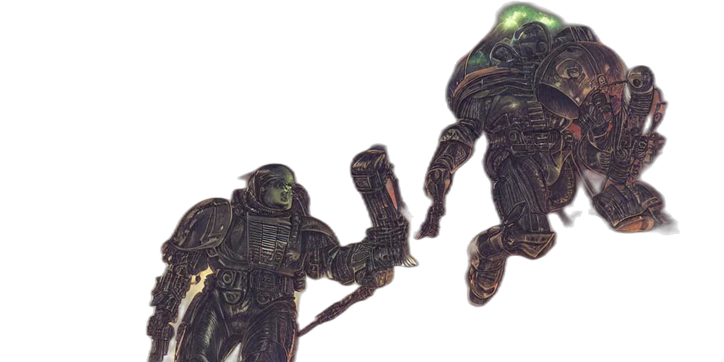 robot, concept art, 3d render, fantasy art, outer space, green, alien, space transparent PNG cut-out