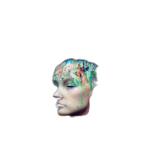 face, mask, crown, hat, vaporwave, 3d render, watercolor, concept art transparent PNG cut-out