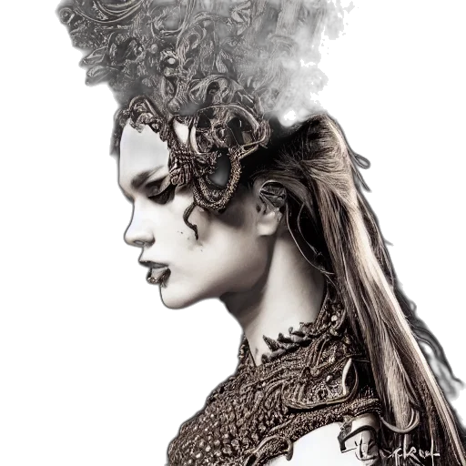 crown, hair, dragon, hat, fantasy art, photorealistic, concept art, pencil sketch transparent PNG cut-out