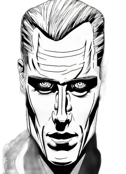 mask, face, comic book art, cartoon, concept art, cyberpunk, max, headroom transparent PNG cut-out