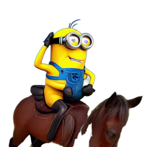 animal, creature, cartoon, photorealistic, concept art, 3d render, minion, riding transparent PNG cut-out