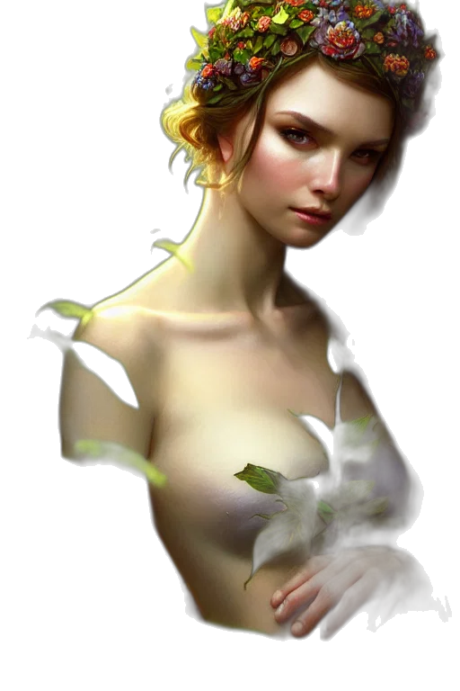 jewelry, dress, face, staff, fantasy art, photorealistic, concept art, oil painting transparent PNG cut-out