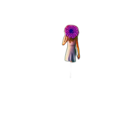 hair, dress, creature, staff, pixel art, vaporwave, concept art, 3d render transparent PNG cut-out