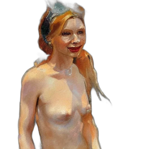 dress, hat, oil painting, photorealistic transparent PNG cut-out