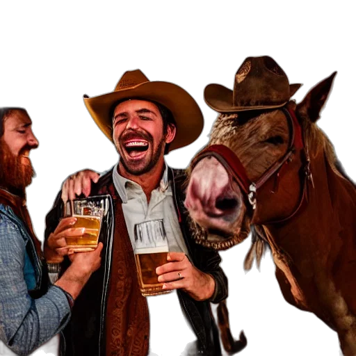 hat, animal, epic, portrait, cinematic, shot, cowboy, laughing transparent PNG cut-out