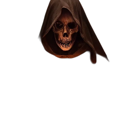 mask, face, hat, staff, concept art, 3d render, photorealistic, fantasy art transparent PNG cut-out