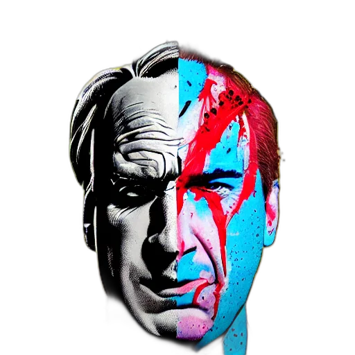 mask, face, comic book art, cartoon, vaporwave, concept art, bilateral, half transparent PNG cut-out