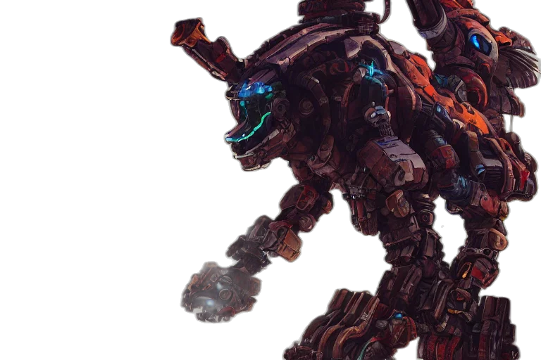robot, weapon, concept art, 3d render transparent PNG cut-out