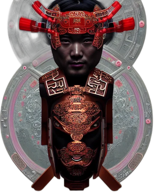 mask, face, jewelry, robot, concept art, cyberpunk, fantasy art, photorealistic transparent PNG cut-out