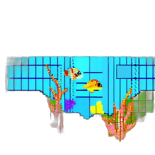 vaporwave, pixel art, colorful, pixel, fish, video, game transparent PNG cut-out