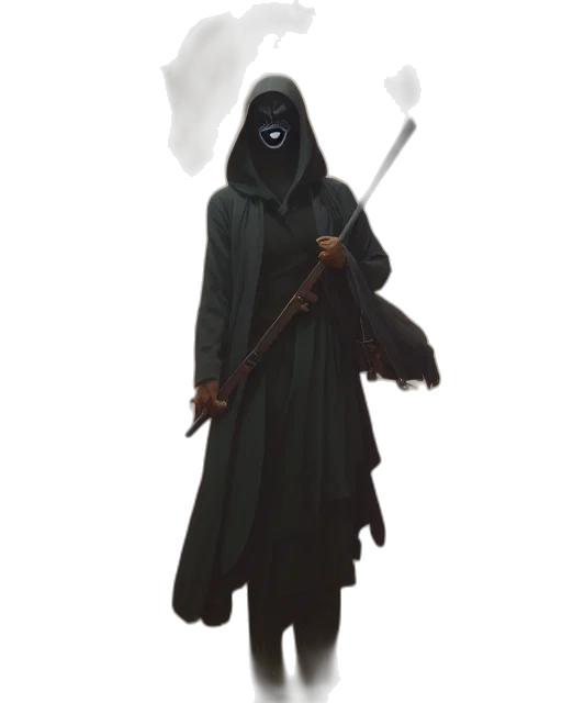 staff, sword, mask, weapon, concept art, fantasy art, 3d render, pixel art transparent PNG cut-out