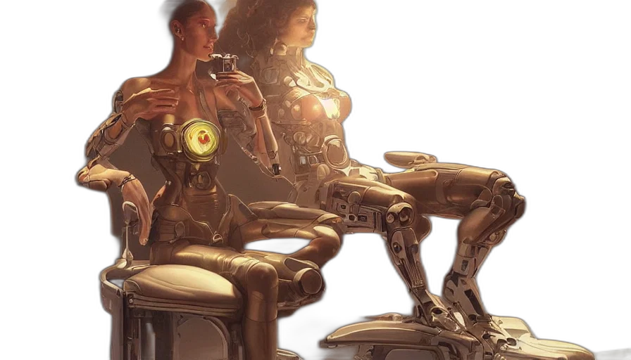 robot, concept art, cyberpunk, comic book art transparent PNG cut-out