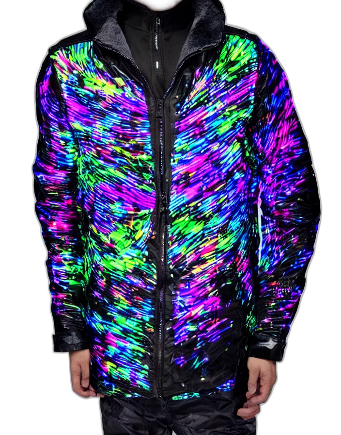 jacket, cyberpunk, vaporwave, neon lights, neon, colorful, dark, monochrome transparent PNG cut-out