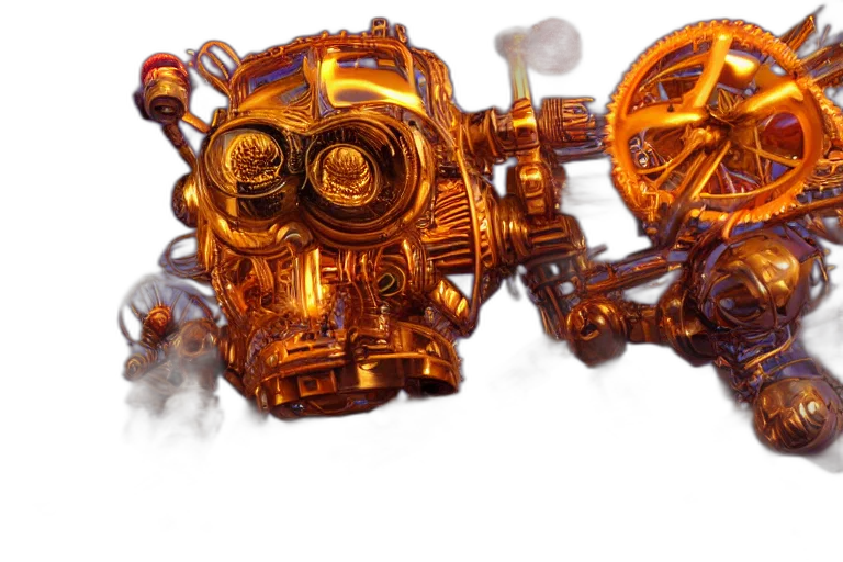 robot, weapon, jewelry, mask, 3d render, concept art, fantasy art, photorealistic transparent PNG cut-out
