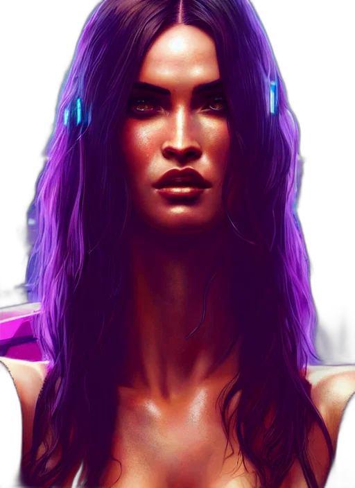 face, hair, cyberpunk, fantasy art transparent PNG cut-out