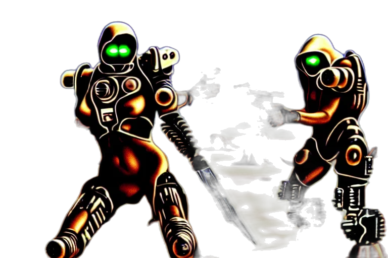 robot, weapon, concept art, 3d render transparent PNG cut-out