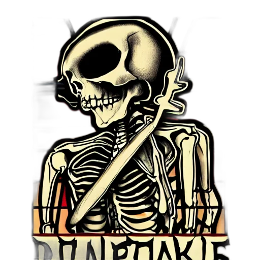 jewelry, cartoon, pixel art, cyberpunk, fantasy art, dark, skeleton, drummer transparent PNG cut-out