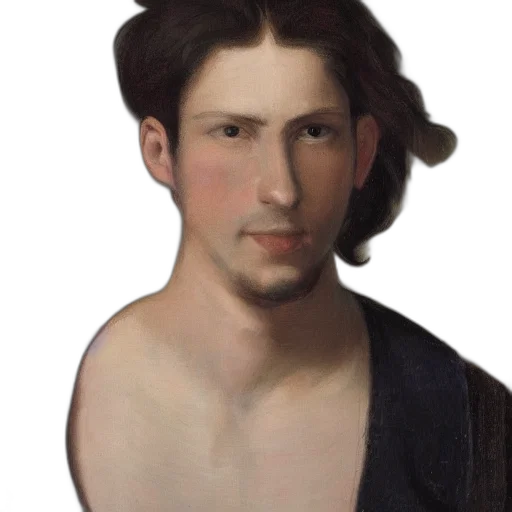 face, hair, photorealistic, oil painting transparent PNG cut-out