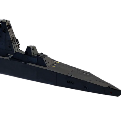 weapon, 3d render, concept art, zumwalt, class, destroyer, launches, missiles transparent PNG cut-out