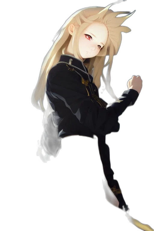 staff, jacket, dress, hair transparent PNG cut-out