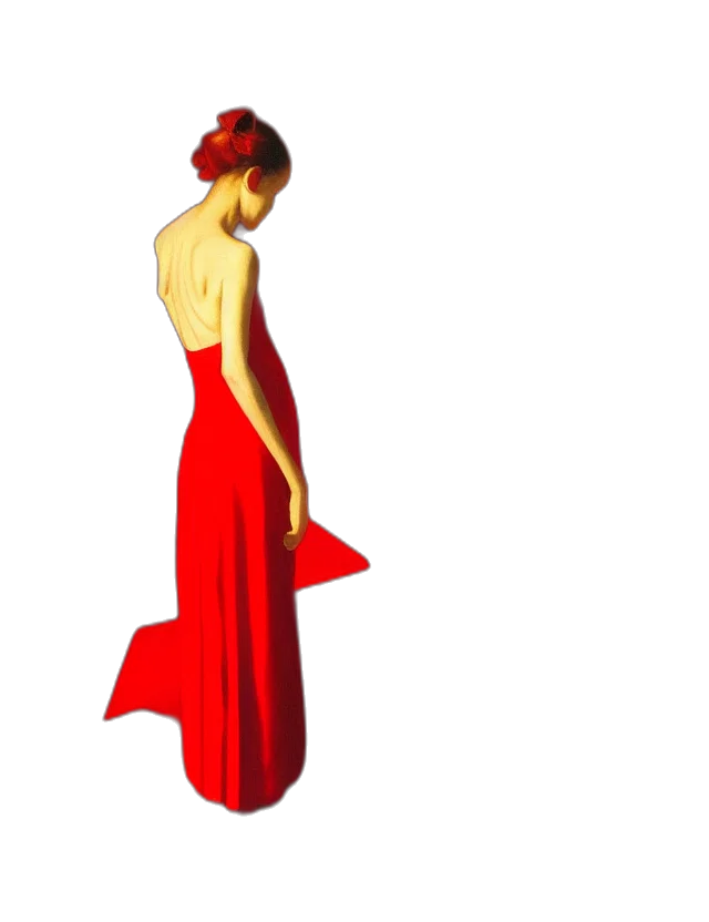dress, jewelry, staff, photorealistic, oil painting, 3d render, concept art, red transparent PNG cut-out