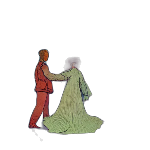 dress, jacket, umbrella, staff transparent PNG cut-out