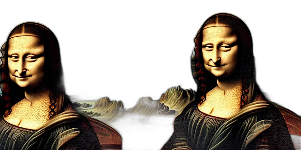 mask, photorealistic, 3d render, concept art, cartoon, mona, lisa, laughing transparent PNG cut-out