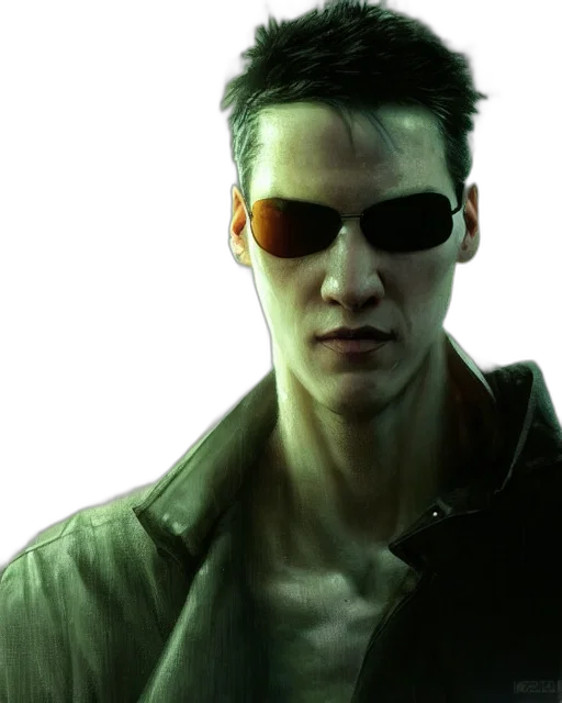 jacket, face, cyberpunk, photorealistic, 3d render, concept art, battle, hardened transparent PNG cut-out