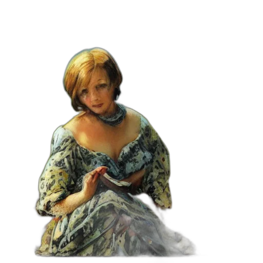 dress, face, jewelry, crown, photorealistic, oil painting, concept art, 3d render transparent PNG cut-out