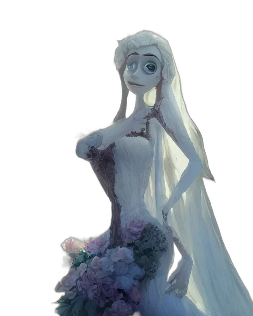 dress, flower, crown, robot, concept art, watercolor, fantasy art, pixel art transparent PNG cut-out